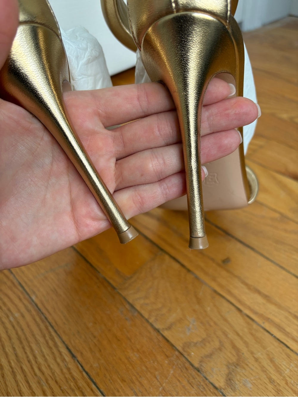 Gianvito Rossi Bijoux 38.5 Metallic Gold Sculpted Strap Stiletto Sandals - Picture 3 of 8
